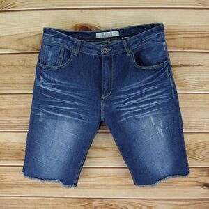 Agile Jean‎ Shorts Distressed Cut-Off Mens Size 38 Blue Dark Wash Denim Pockets